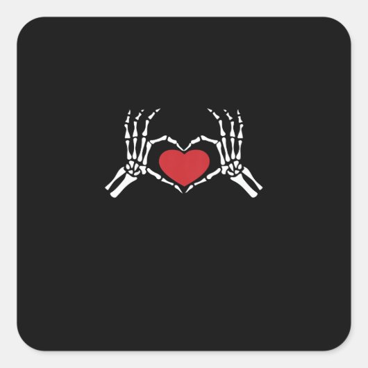 Kinder Skelet Hand Hart Valentijnsdag Cool Class Vierkante Sticker (Voorkant)