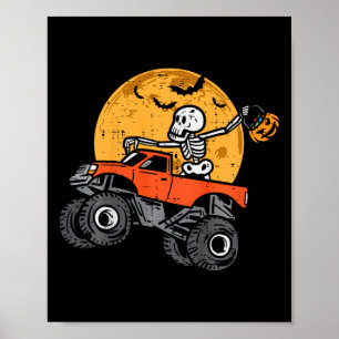 Kinder Skeleton Monster Truck Moon Snoep Toddler B Poster