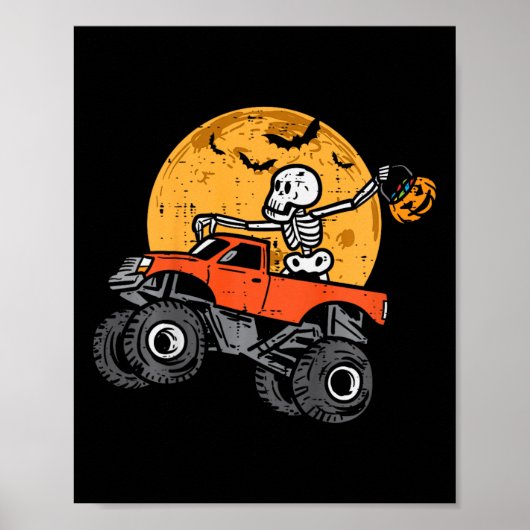 Kinder Skeleton Monster Truck Moon Snoep Toddler B Poster (Voorkant)