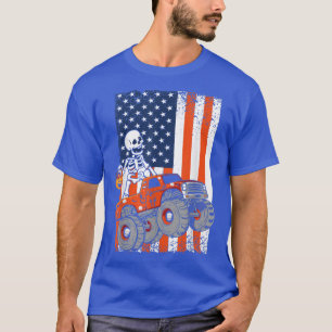 Kinder Skeleton Monster Truck USA Vlag Toddler Boy T-shirt
