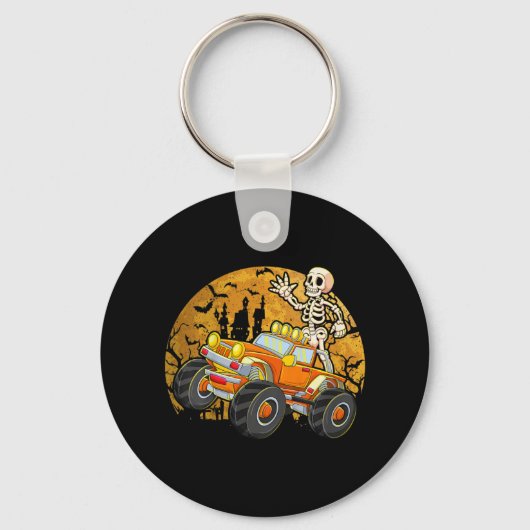Kinder Skeleton Riding Monster Truck Halloween Cos Sleutelhanger (Voorkant)