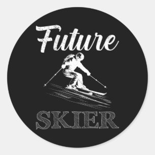 Kinder skiër toekomstige skiër Funny Skier binnenk Ronde Sticker