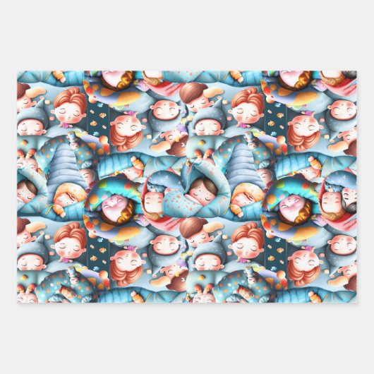 Kinder slaap sluimer sleepover pyjama party inpakpapier vel (Voorkant 2)