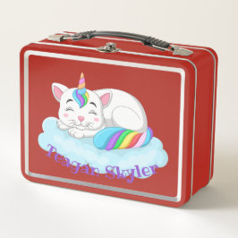 Kinder Slaapend Kat Unicorn Red Lunchbox