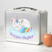 Kinder Slaapend Kat Unicorn Red Lunchbox (In situ)