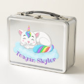 Kinder Slaapend Kat Unicorn Red Lunchbox (Voorkant)