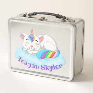 Kinder Slaapend Kat Unicorn Red Lunchbox