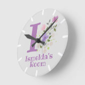 Kinder slaapkamer klok met naam & initiaal (Hoek)