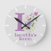 Kinder slaapkamer klok met naam & initiaal (Voorkant)