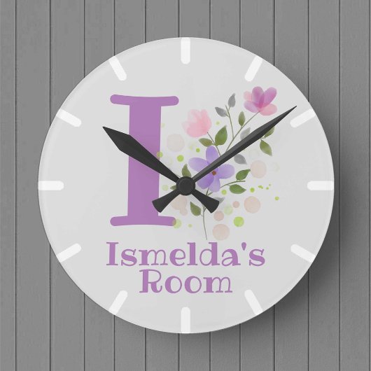 Kinder slaapkamer klok met naam & initiaal