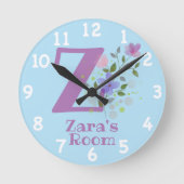 Kinder slaapkamer klok met naam Zara & initiaal (Voorkant)