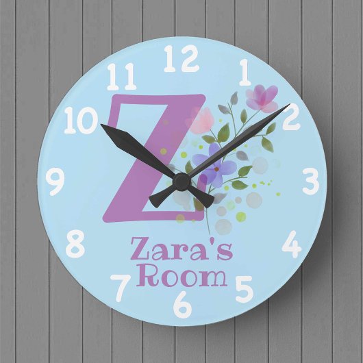 Kinder slaapkamer klok met naam Zara & initiaal