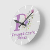 Kinder slaapkamer met naam en Initiaal Ronde Klok (Hoek)