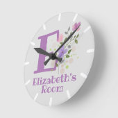 Kinder slaapkamer met naam en Initiaal Ronde Klok (Hoek)