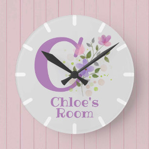 Kinder slaapkamerklok met naam Chloe Ronde Klok