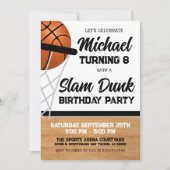 Kinder Slam Dunk Basketbal Verjaardagsfeest Kaart (Voorkant)