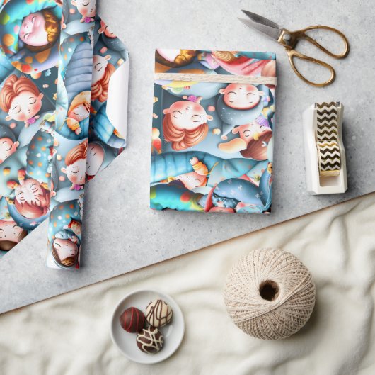 Kinder slapen sleepover sluimerende pyjama party p cadeaupapier (Crafts)