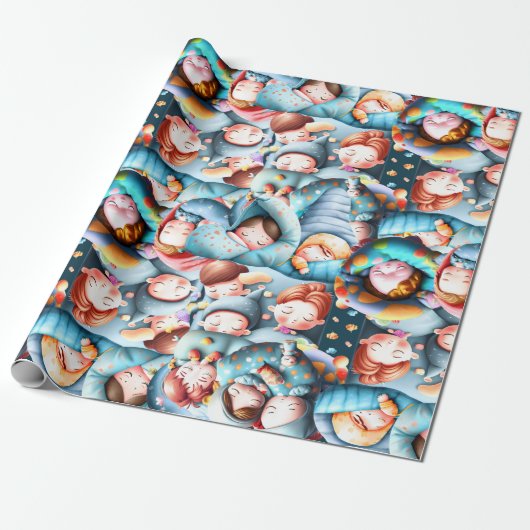 Kinder slapen sleepover sluimerende pyjama party p cadeaupapier (Uitgerold)