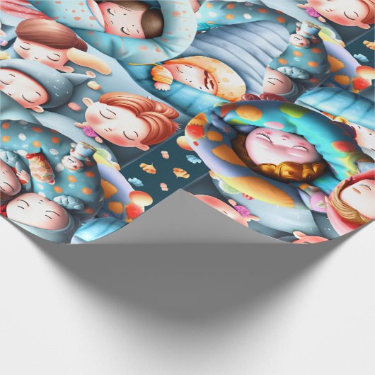 Kinder slapen sleepover sluimerende pyjama party p cadeaupapier (Hoek)