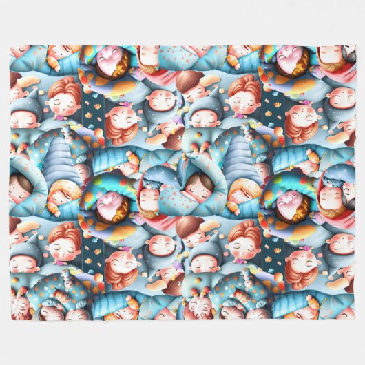 Kinder slapen sleepover sluimerende pyjama party p fleece deken (Voorkant (Horizontaal))