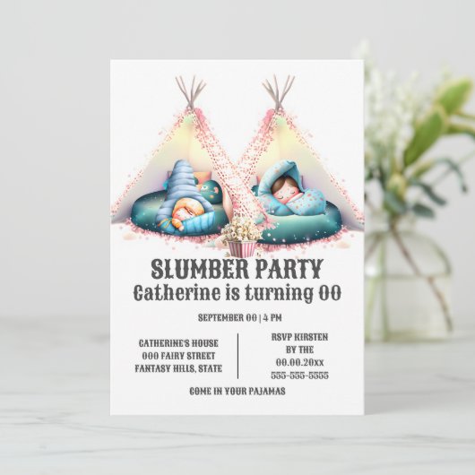 Kinder slapen tipi glamping sleepover sluimer kaart (Staand voorkant)