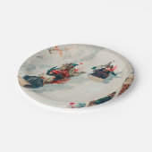  Kinder Sledding Winter Kerstfeest Papieren Bordje (Gekanteld)