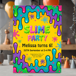 Kinder Slime Party Verjaardag Kaart