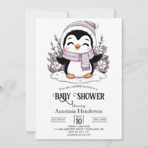 Kinder Sneeuwpinguïn Baby shower Kaart