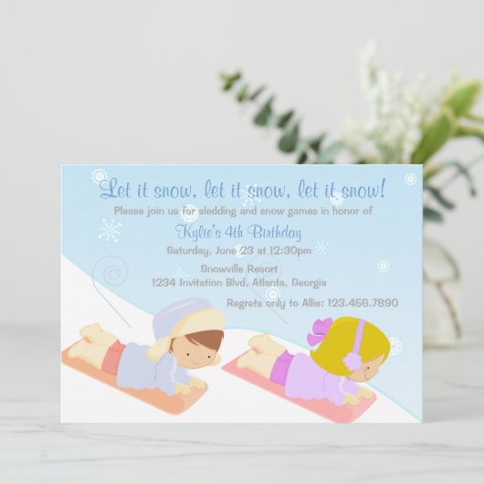 Kinder sneeuwpoppen kaart (Staand voorkant)