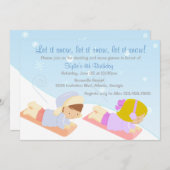 Kinder sneeuwpoppen kaart (Voorkant / Achterkant)