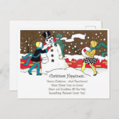 Kinder sneeuwpoppen met kerstliedjes briefkaart (Voorkant / Achterkant)