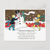 Kinder sneeuwpoppen met kerstliedjes briefkaart (Voorkant)