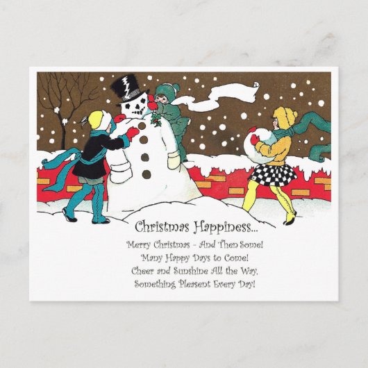 Kinder sneeuwpoppen met kerstliedjes briefkaart (Voorkant)