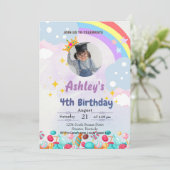 kinder Snoep Land Verjaardagsuitnodiging Kaart (Staand voorkant)