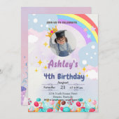 kinder Snoep Land Verjaardagsuitnodiging Kaart (Voorkant / Achterkant)