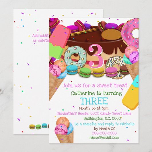 Kinder snoep zoete ijs ELKE LEEFTIJD verjaardagsfe Kaart (Voorkant / Achterkant)