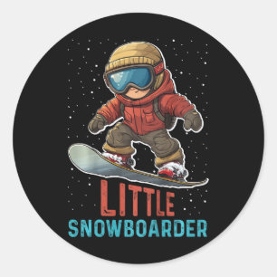 Kinder snowboarder kleine snowboarder grappige peu ronde sticker