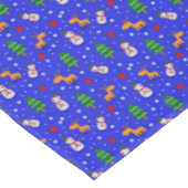 Kinder Snowmen Reindeer Kerstbomen Blauw Rood Tafelkleed (Gekanteld)