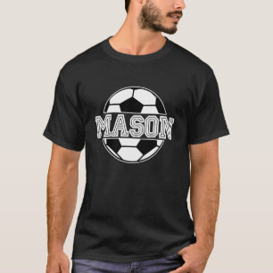 Kinder Soccer Boy Mason Birthday Voetbal Kinder Na T-shirt
