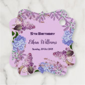 Kinder Soft Blue Pastel Lila Hydrangea Verjaardags Bedankjes Labels (Achterkant)