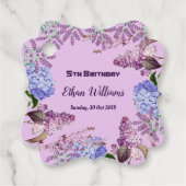 Kinder Soft Blue Pastel Lila Hydrangea Verjaardags Bedankjes Labels (Voorkant)