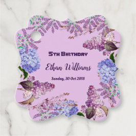 Kinder Soft Blue Pastel Lila Hydrangea Verjaardags Bedankjes Labels