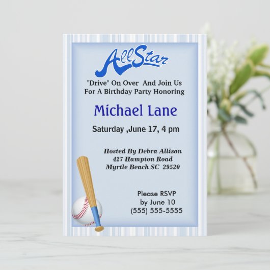 Kinder softbal verjaardagsuitnodiging kaart (Staand voorkant)