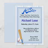 Kinder softbal verjaardagsuitnodiging kaart (Voorkant / Achterkant)