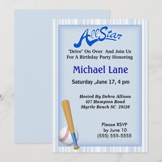Kinder softbal verjaardagsuitnodiging kaart (Voorkant / Achterkant)