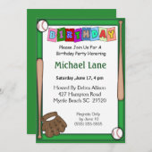 Kinder softbal verjaardagsuitnodiging kaart (Voorkant / Achterkant)