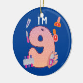 Kinder Spa Makeup 9de verjaardag van het meisje Keramisch Ornament (Links)