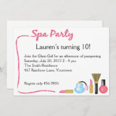 Kinder Spa Partij Uitnodiging met Lipstick Border (Voorkant / Achterkant)