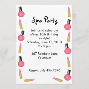 Kinder Spa Party-uitnodigingen met cosmetica Kaart