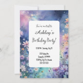 Kinder Space Flower thema verjaardagsfeestje Kaart (Voorkant)